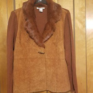 Vintage Leather paneled Sweater